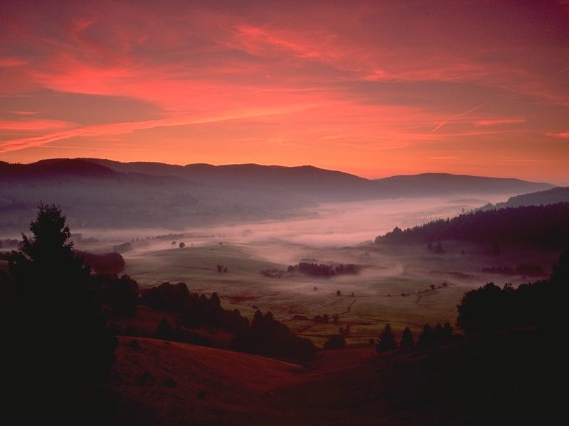 Sonnenuntergang im Hochtal Bernau im Schwarzwald